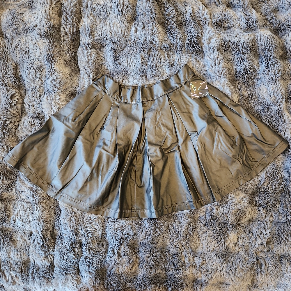 Nasty Gal Black Faux Leather Skater Skirt